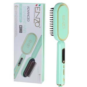 Peigne Chauffant Électrique ENZO EN-4102 | Brosse Lissante Pro